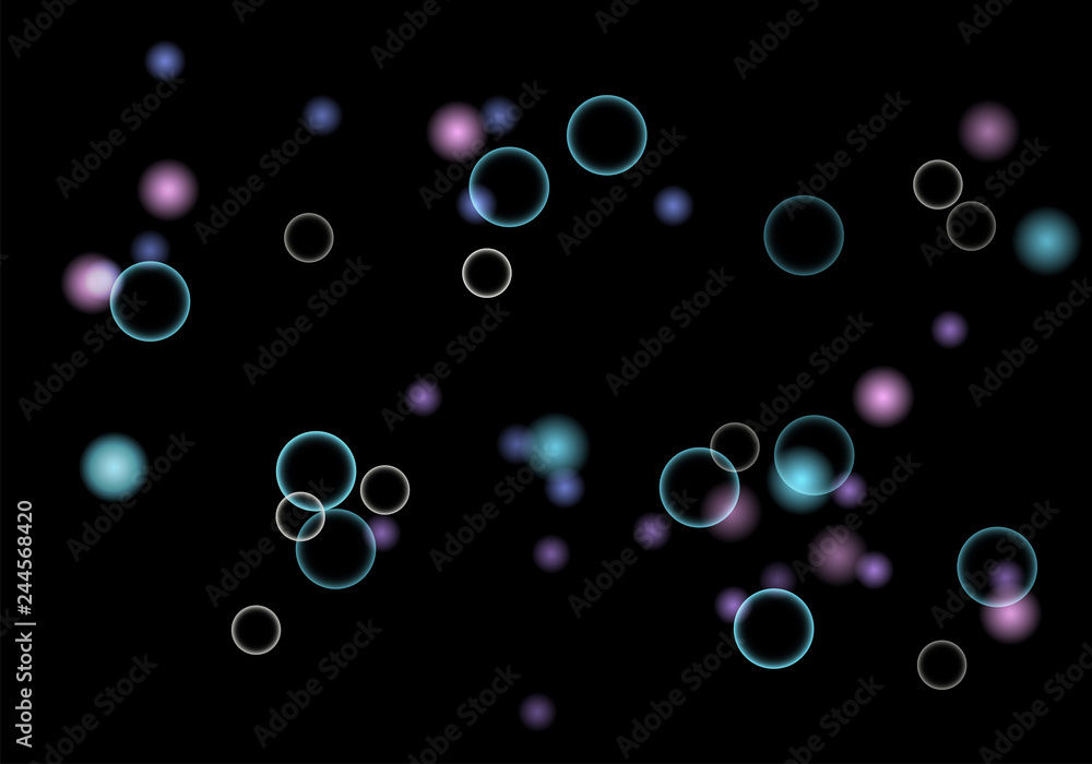 Fototapete bokeh in abstract style on black background. illuminated design. vector abstract geometric backgroun