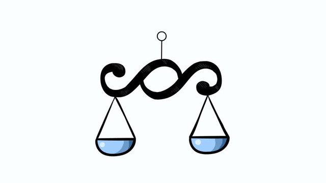 Paragraph transforms into scales. Law and justice. Simple animation good as illustration in film material.