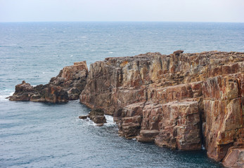 natural japanese famous stone cliff beach, SANDANBEKI at SHIRAHAMA WAKAYAMA prefecture.