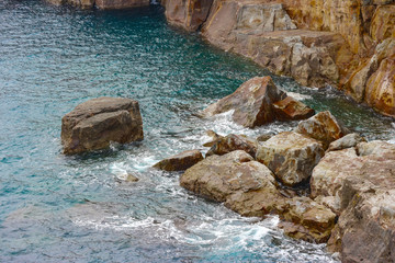 natural japanese famous stone cliff beach, SANDANBEKI at SHIRAHAMA WAKAYAMA prefecture.