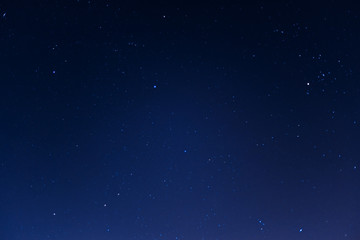 Long exposure night sky stars photo. A lot of stars with constellations. Far from the city. Night landscape.