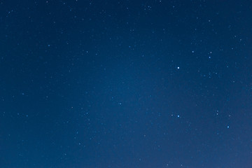 Long exposure night sky stars photo. A lot of stars with constellations. Far from the city. Night landscape.