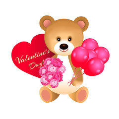 Bear with balloons for Valentine's day