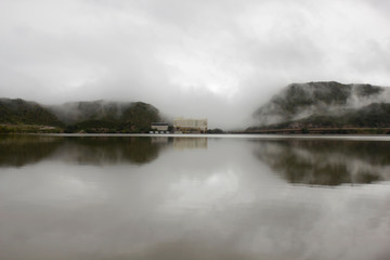 Argentina San Luis, montañas, nubes, niebla, resort, agua, lago, turismo, Portero de los funes,...