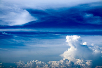 blue sky and line heap cloud spread soft cloud