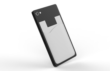 BLANK PHONE WALLET AND CARD HOLDER KIT. 3D RENDER ILLUSTRATION.