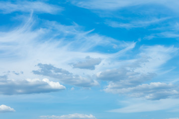 Beautiful blue sky with clouds and sunlight.