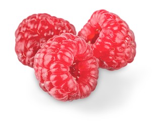 Fresh raspberry on a white backgroundand