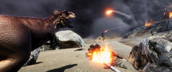 Extremely detailed and realistic high resolution 3d illustration of a T-Rex during the Dinosaur Extinction © Sasa Kadrijevic