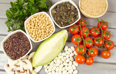 Food ingredients containing a large amount of zinc. Healthy diet.