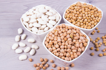 Vegetable protein, legume seeds. Conception of healthy eating.