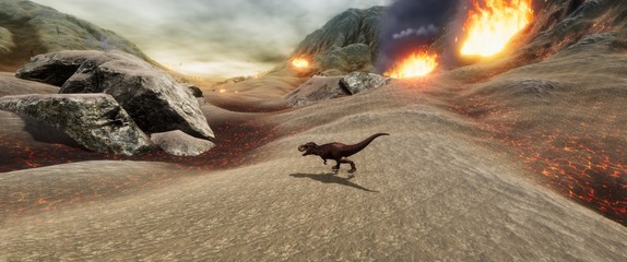 Extremely detailed and realistic high resolution 3d illustration of a T-Rex during the Dinosaur Extinction © Sasa Kadrijevic