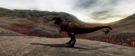 Extremely detailed and realistic high resolution 3d illustration of a T-Rex during the Dinosaur Extinction © Sasa Kadrijevic