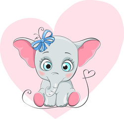 funny elefant with blue bow