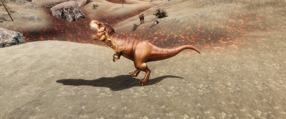 Extremely detailed and realistic high resolution 3d illustration of a T-Rex during the Dinosaur Extinction © Sasa Kadrijevic