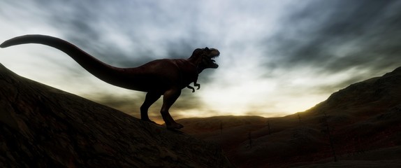 Extremely detailed and realistic high resolution 3d illustration of a T-Rex during the Dinosaur Extinction © Sasa Kadrijevic