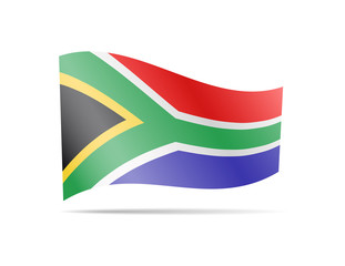 Waving South Africa flag in the wind. Flag on white background. Vector illustration