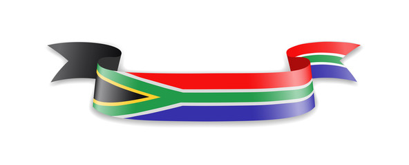 South Africa flag in the form of wave ribbon. Vector illustration.