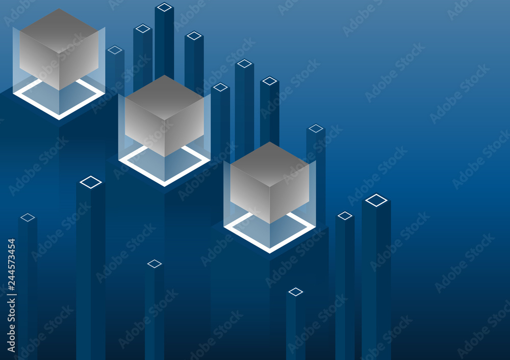 Poster isometric geometric pattern, bright vertical blocks and cubes. perfect background for your design pr