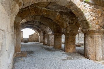 Fototapeta na wymiar Ancient Tripolis Site in the Yenicekent prefecture of Buldan District of Denizli province of Turkey.