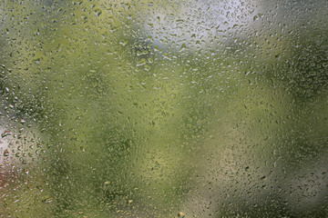 water drops on the glass. Texture of a drop of water. Water and rain