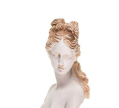 White marble young woman on white background,Venus (Aphrodite) goddess of love for interior