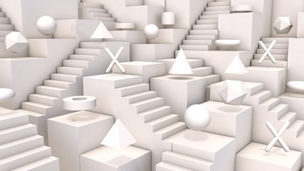 Abstract isometric 3d composition. Geometric shape background