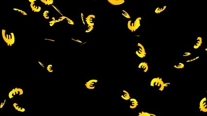 Signs of euro falling on the black background