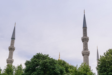 Beautiful mosque against the sky with clouds