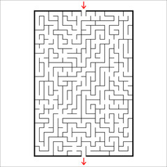 Abstract rectangular maze. Game for kids. Puzzle for children. One entrances, one exit. Labyrinth conundrum. Simple flat vector illustration isolated on white background.