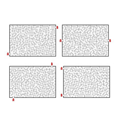 A set of rectangular mazes. Game for kids. Puzzle for children. Labyrinth conundrum. Flat vector illustration isolated on white background.