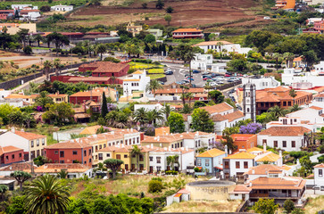 Obraz premium Aerial view of Tegueste in Tenerife on a sunny day.
