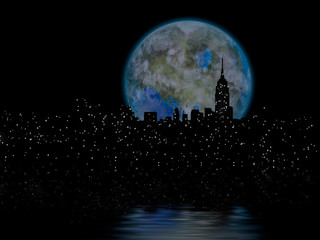 Terraformed moon over New York