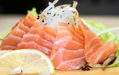 Overhead japanese sushi food. Maki ands rolls with tuna, salmon, shrimp, crab and avocado. Top view of assorted sushi, all you can eat menu. Rainbow sushi roll, uramaki, hosomaki and nigiri.