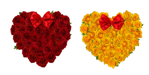 Roses heart for valentines day isolated on white background with clipping path