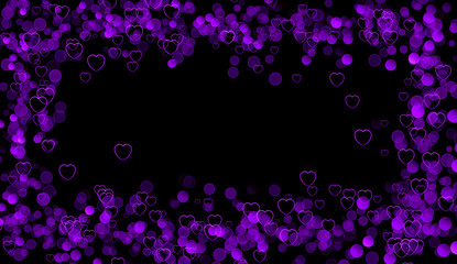 Frame hearts bokeh . Colorful border for backgrounds, wallpapers, covers and packaging