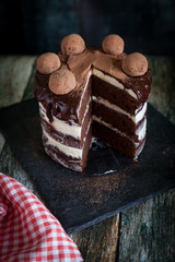 Tasty chocolate cake made with dark beer