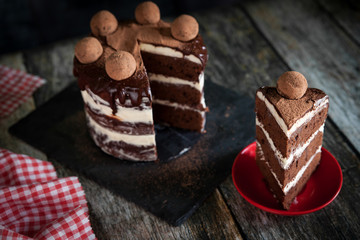 Tasty chocolate cake made with dark beer