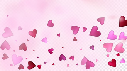 Red, Pink Hearts Vector Confetti. Valentines Day Wedding Pattern. Rich VIP Gift, Birthday Card, Poster Background Valentines Day Decoration with Falling Down Hearts Confetti. Beautiful Pink Glitter