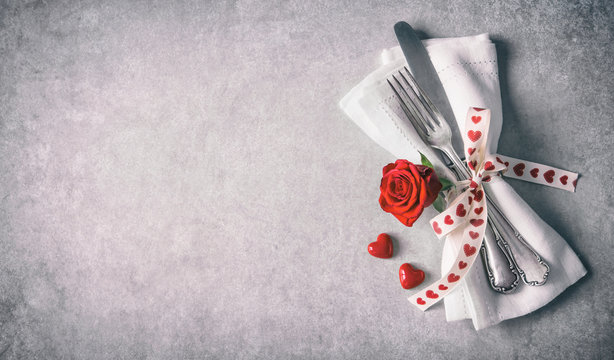 Valentines day table place setting