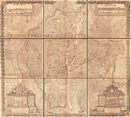 1652, Gomboust 9 Panel Map of Paris, France, c. 1900 Taride reissue