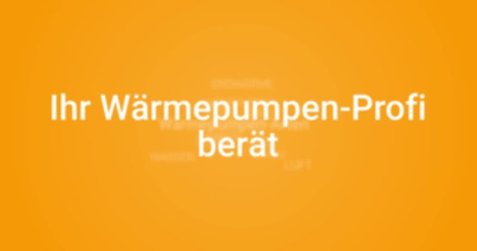 Intro als Konzept f&uuml;r einen W&auml;rmepumpen-Spezialisten. Kurze Beschreibung der Leistungen (Vorteile, Planung, Nutzung einer W&auml;rmepumpe). Oranger Hintergrund, wei&szlig;e Schrift.