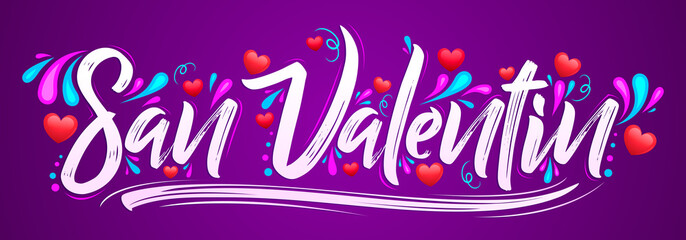 San Valentin, Valentines day spanish text vector banner lettering design