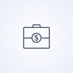 Business briefcase, vector best gray line icon