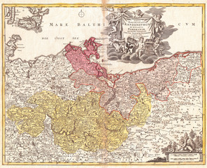 1720, Homann Map of Brandenberg and Pomerania, Germany
