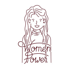 woman with label women power avatar character