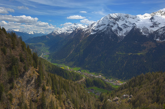 Snow mountains and valley in Switzerland