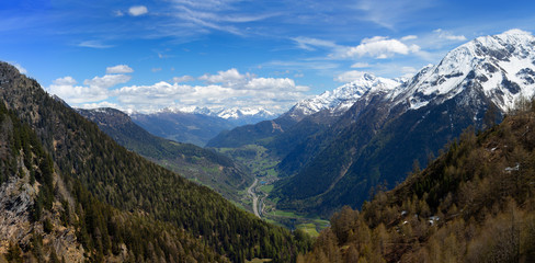 Snow mountains and valley in Switzerland