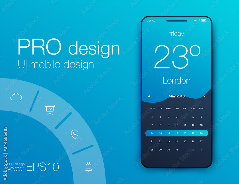 Poster fitness app. ui ux design. ui design concept with web elements