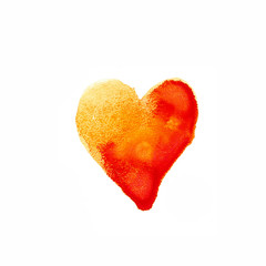 draw a heart in watercolor. orange love